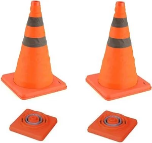 18" Pop Up Collapsible Safety Traffic Warning Cone Car Van Caravan Motorhome - Picture 1 of 24