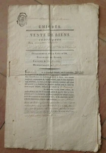 1794 Vente de Biens Confisqués Aux Royalistes Emigrés Pdt REVOLUTION FRANCAISE - Imagen 1 de 4