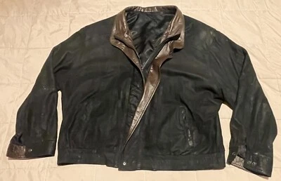 Abrigo de cuero para hombre Rochester Big & Tall de Remy 2XB negro/marrón ¡Hecho en EE. UU.! Foto 1 de 4