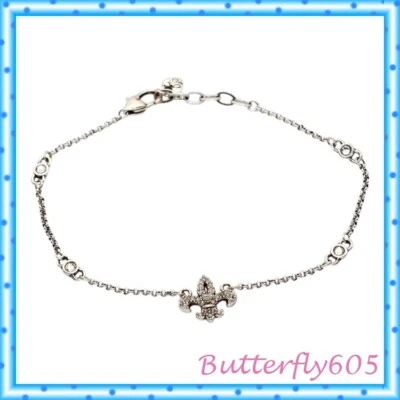 Brighton Fleur De Lis 银色水晶停产脚链 — 第 1/4 张图片