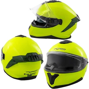 Motorbike Full Face Helmet Motorcycle Scooter Inner Sun Visor Touring Fluo - Picture 1 of 11