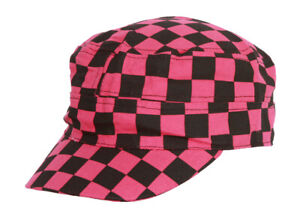 Clover Checkered Print Fitted Cadet Hat  Medium/Large - Pink w/ Black