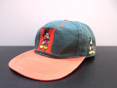 老式迪士尼帽子棒球帽绿色橙色米老鼠主题公园男式 90 年代 — 第 1/4 张图片