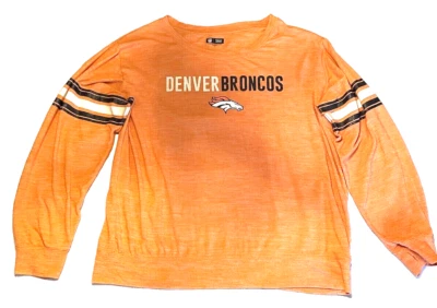 Suéter ligero manga larga Denver Broncos NFL para mujer 2XL Top elástico naranja Foto 1 de 4