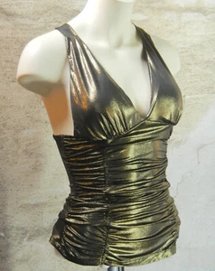 Sexy Top Party Partytop Gold Hinkucker elastisch Größe XS - Bild 1 von 5