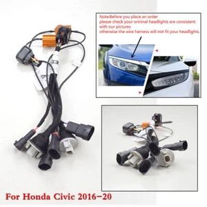 Car Halogen to LED Headlight Adapter Wire Harness For Honda Civic 10th 2016-2020 - Picture 1 of 8