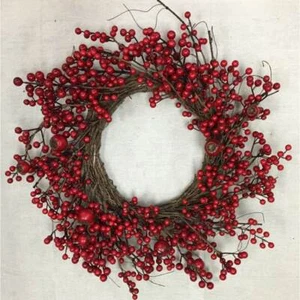 20" Red Berry Wreath/Fall Wreath/Natural Wreath/Outdoor Wreath/Green Outdoor Wre - Bild 1 von 2