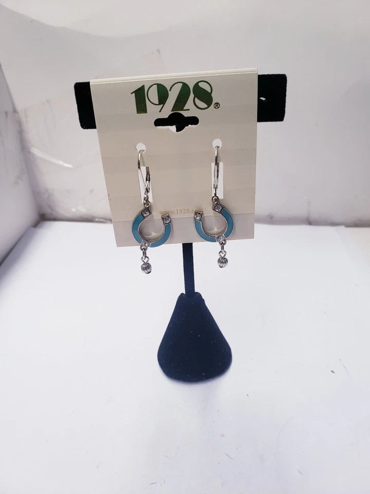 PENDIENTES COLGANTES HERRADURA 1928 JOYERÍA SUROESTE ESMALTE TURQUESA CRISTAL DETALLES Foto 1 de 4