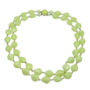 VTG '60s W. Germany UV Glow Fluorescent Chartreuse Neon Green Beaded Necklace - Picture 1 of 5