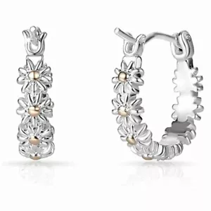 Elegante orecchino a cerchio bicolore argento 925 pieno donna gioielli una coppia - Foto 1 di 4