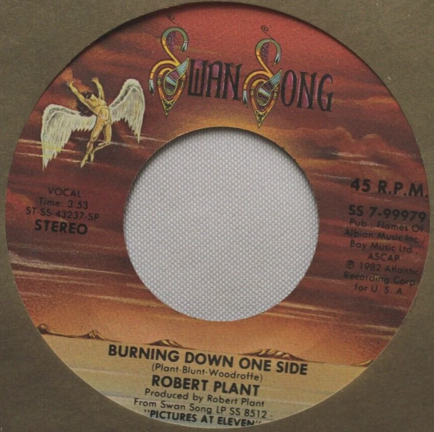 ROBERT PLANT BURNING DOWN ONE SIDE / MOONLIGHT IN SAMOSA 45 7" VINYL RECORD EX - Image 1 of 4