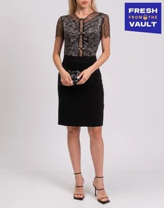 PVP €1341 BLUMARINE Mini Vestido de Seda IT46 US10 UK14 XL Negro Lazo Hecho en Italia - Imagen 1 de 8