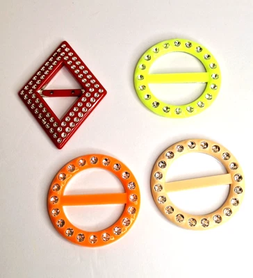 Vintage 1990's Plastic Rhinestone T-Shirt Holders Side Tie Knot Buckle Y2K Rave - Image 1 of 4