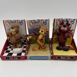 Cattitudes By Kathleen Kelly Cat Figurines Fat Cat Bad Cat Cat & The Fiddle Lot - Picture 1 of 17
