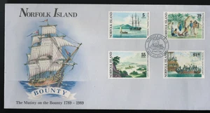 1989 AUSTRALIA NORFOLK ISLAND MUTINY OF THE BOUNTY, SET OF FOUR FDC - Picture 1 of 1