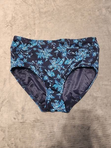 Lands End Bikini Bathing Suit Bottom Womens Sz 8 Blue Floral - Picture 1 of 3