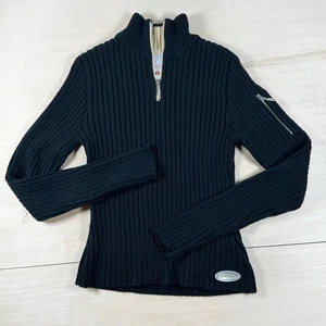 Spyder Wool Blend Heavy Sweater 1/4 Zip Womens M Black Base Layer Ski - Bild 1 von 8