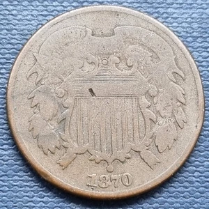 1870 Two Cent Piece 2c Circulated #94296 - Picture 1 of 2