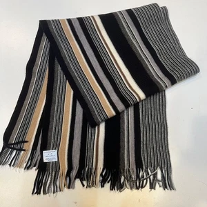 Scarf  Covington Mens Striped Scarf  Black Brown Knit One Size NWOT - Picture 1 of 5