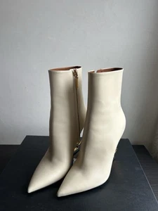 Saint Laurent Damen YSL Logo Spitz zulaufend Stretch Stiefeletten EU 37 US 6 Neu mit Etikett - Bild 1 von 3