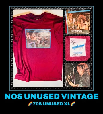 Camiseta XL De Colección Nos Años 70 BAD CO COMPANY Clásica Rock Band Concierto 1975 Gira SIN USAR Foto 1 de 4