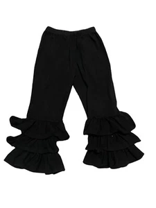 Boutique Ruffled Black Leggings Size 110 100% Cotton - Picture 1 of 3