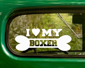2 I LOVE MY BOXER DOG STICKERs Breed Decal Car Truck Laptop Window Bumper Rv - Picture 1 of 1