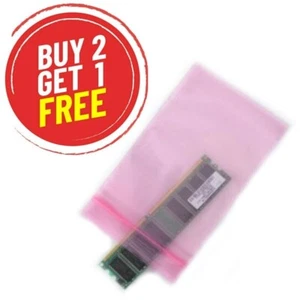 100 2.5x3 Anti Static Pink Reclosable Zip Bags 4mil HEAVYDUTY Buy 2 get 1 - Picture 1 of 2