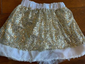 girls FANCY SEQUIN HOLIDAY SKIRT gold silver CHRISTMAS new years 10/12 7/8 - Picture 1 of 3