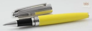 CARAN D'ACHE LEMAN BICOLOR YELLOW LACQUER WITH SILVER RHODIUM ROLLER BALL PEN !! - Picture 1 of 7