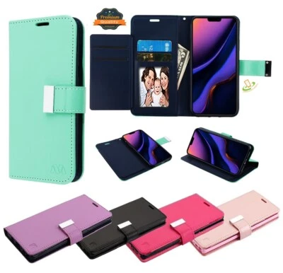 For LG K22 / K32 5G Wallet Case Leather Card ID Slot Dual Flip Pouch Strap Cover - Image 1 of 4