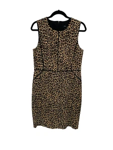 J.Crew Black Label Damenkleid Lepardenmuster schwarz Paspel Akzente Größe 12 - Bild 1 von 9