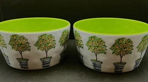 2 Merritt Melamine 5.5” Bowls, Lime Trellis Pattern Designed By Roseanne Beck - Picture 1 of 8