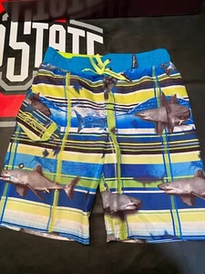 Boys Swimming Trunks Shorts Zero Xposur Size 7 Large Sharks - Picture 1 of 3