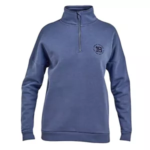 Shires Aubrion Serene Ladies Half Zip Sweater - Blue | Cotton Brushed Casual - Picture 1 of 9