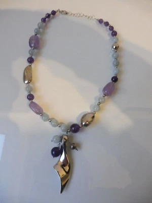 Collana Molto Bella__Ametista, Avventurina__ Con Elementi In Argento - Immagine 1 di 4