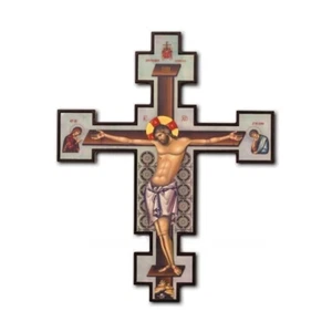 12" Wooden Glass Crucifix Byzantine Orthodox Wall Mounted Cross 30cm - Picture 1 of 2