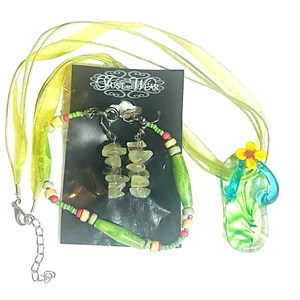 Colgante Collar Pulsera Pendientes Colgantes Vidrio Chancla Sanda Verano Playa - Imagen 1 de 13