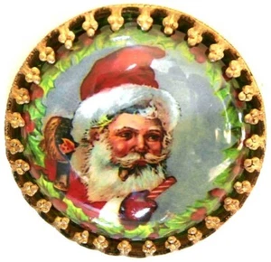 1 Czech Crystal Glass/Brass XMAS Butt. #B834-RARE ANTIQ. Components SIGNED-LARGE - Picture 1 of 4