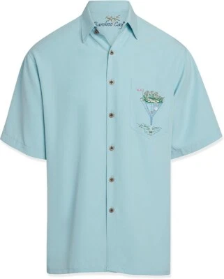 Camisa tejida informal bordada Bamboo Cay para hombre manga corta par & bar, azul, 3X Foto 1 de 3