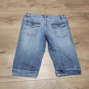 Wet Seal Shorts Juniours 5 Denim Blue Bermuda Pockets Stretch Cuffed Casual - Picture 1 of 6