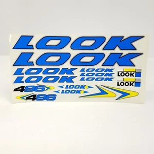 Look 496 Vintage Decals Frame Stickers Set Bicycle Bike Cycling Pedals Tri Blue - Picture 1 of 7