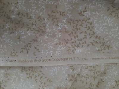 44" X 49" Quilting Fabric Traditions 2004 Cotton Golden Yellow Brown Leaves - Image 1 of 4