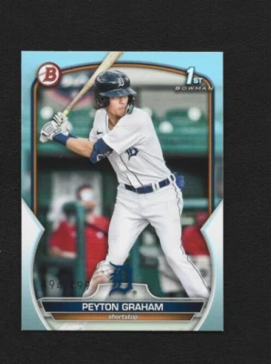 2023 Bowman Peyton Graham BP-57 Sky Blue Parallel 494/499 Detroit Tigers - Image 1 of 2