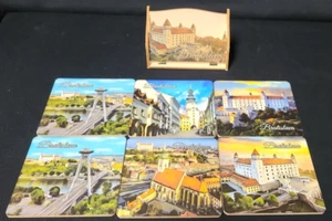 6er Set Holzuntersetzer in Burgform Ständer aus Bratislava - Bild 1 von 5