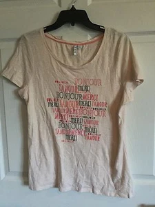 Elle Woman's Large Light Pink Tee Shirt Short Sleeve - Picture 1 of 4