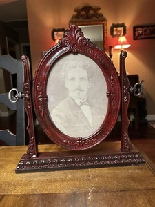 11"x10"x1.75" Antique Mantle Piece Picture Stand Rosewood Finish Plastic - Picture 1 of 9