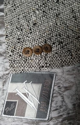 Chaqueta Blazer Abrigo Deportivo De Colección Pal Zileri Negro Blanco Marrón Tweed Donegal 52 42S Foto 1 de 4