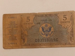 world war II five cent military payment certificate - Picture 1 of 3