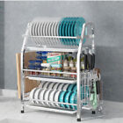 3 Tier Dish Drying Rack Drainer Cup Plate Holder Cutlery Tray Kitchen Organizer